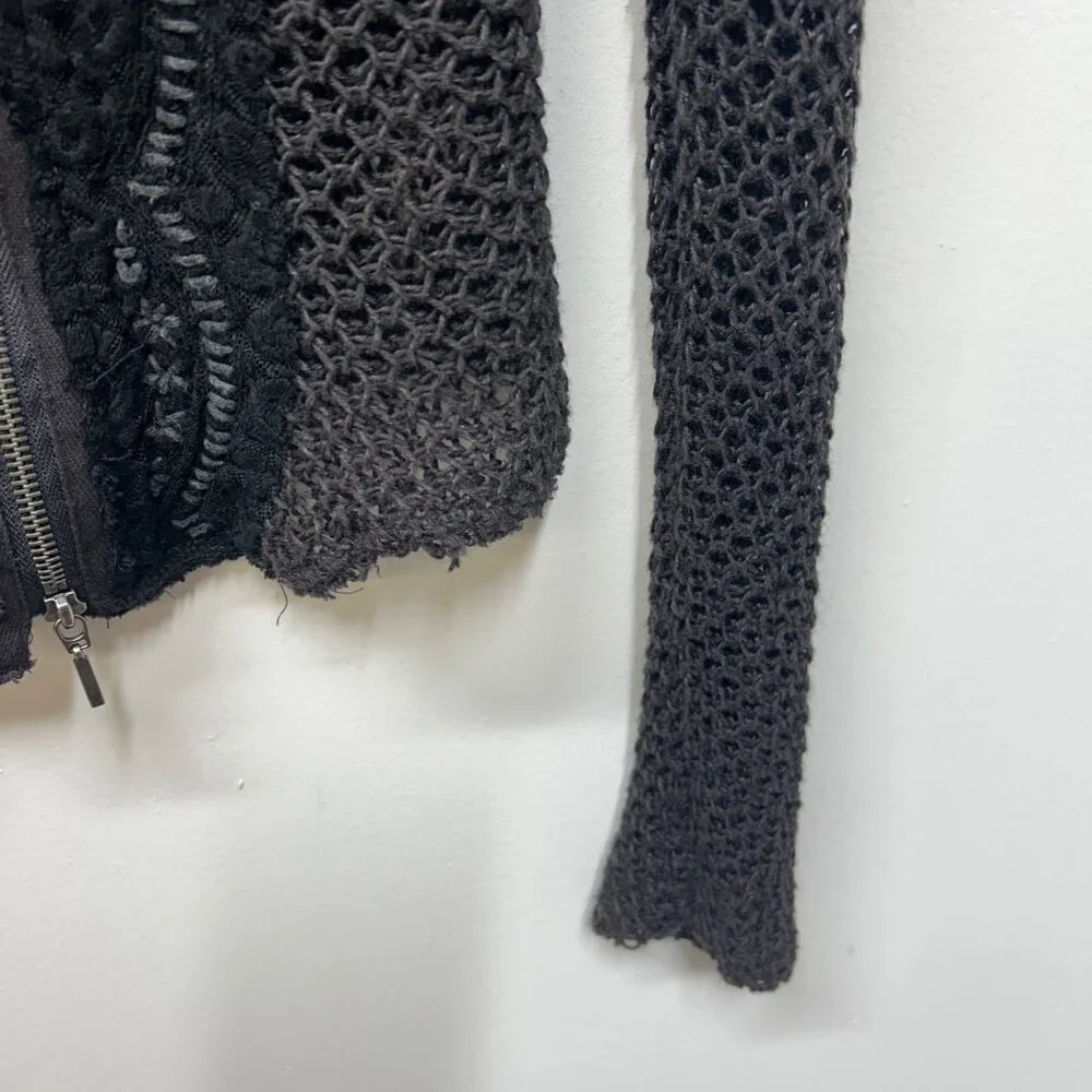 Free People Femme Fatale Knit Moto Zip Cardigan Open Knit Sweater small - Picture 3 of 10